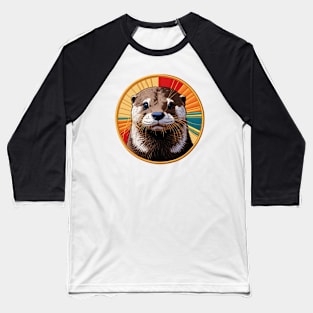 Otter Embroidered Patch Baseball T-Shirt